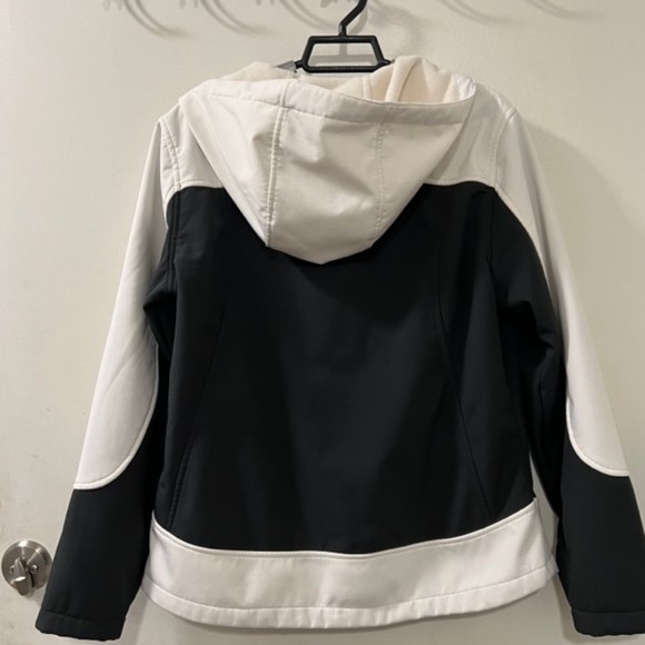 Free Country Womens White & Black Hooded Gray Fleece Lined Jacket Size Medium - Picture 4 of 7